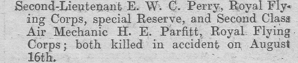 Perry E W C Lt Royal Flying Corps Caption The Graphic 20th Aug 1914