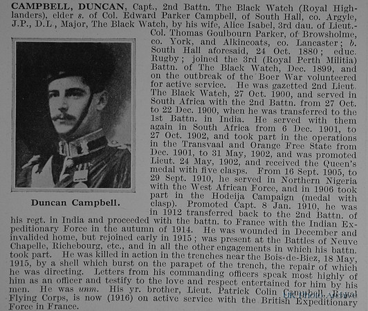 Campbell D Captain 2nd Black Watch Obit