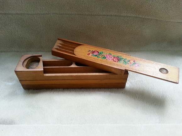 Vintage 1930s Wooden Pencil Case Four Layers Slide Out Belonged To Nora Smith