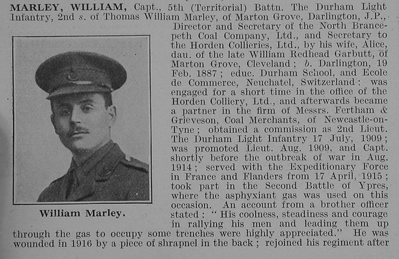 Marley W Captain 5th Durham Light Infantry Obit Part 1 De Ruvignys Roll Of Honour Vol 3