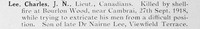 Lee C J N Lt Canadian Infantry