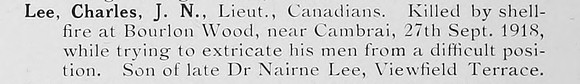 Lee C J N Lt Canadian Infantry