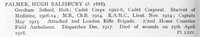 Palmer H S Captain Royal Army Medical Corps Obit