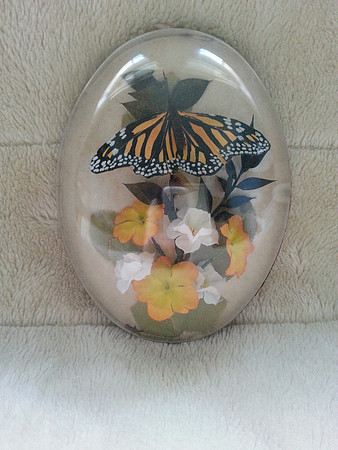 Vintage Domed Wall Hanging Monarch Butterfly Rock Cottage Crafts