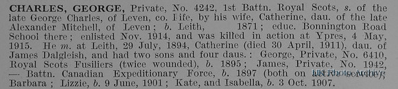 Charles G Pte 2442 1st Royal Scots Obit
