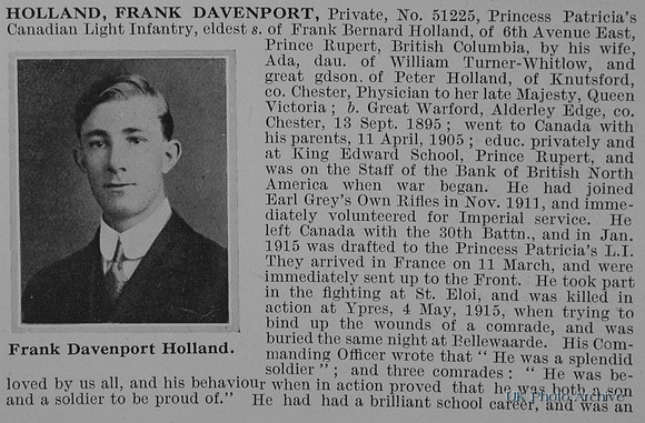 Holland F D Pte 51225 Princess Patricias Canadian Light Infantry Obit Part 1