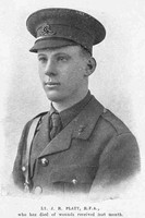 Platt J R Lt Royal Field Artillery