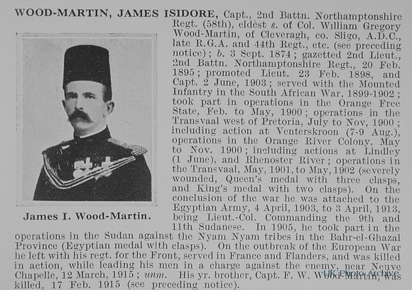 Wood-Martin J I Captain 2nd Northamptonshire Regiment Obit