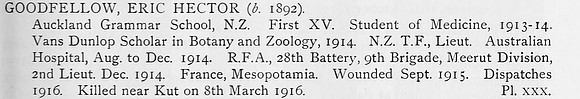 Goodfellow E H 2nd Lt Royal Field Artillery Obit