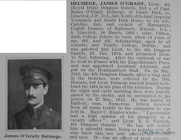 Delmege J O Lt 4th Dragoon Guards Obit Part 1