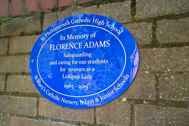Plaque To Florence Adams Lollipop Lady Carshalton