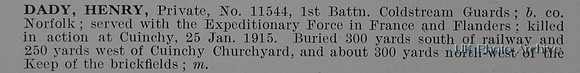 Dady H Pte 11544 1st Coldstream Guards Obit