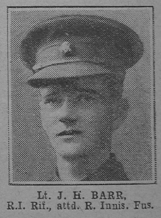 Barr J H Lt 11th Royal Irish Rifles Attd 8th Royal Irish Fusiliers The War Illustrated 26th Oct 1918
