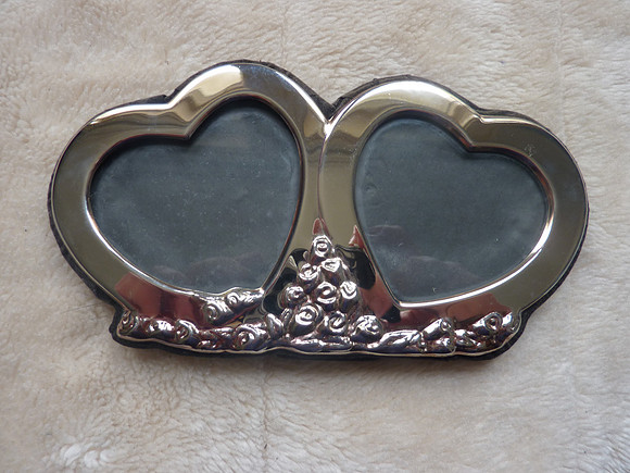 Two Hearts Silver Plated Double Photo Frame
