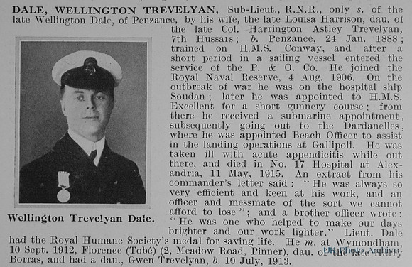 Dale W T Sub Lt Royal Naval Reserve Obit