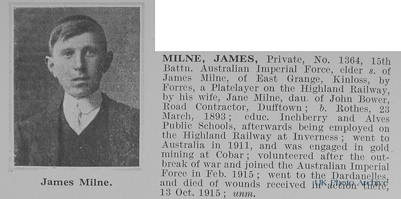 Milne J Pte 1364 15th Australian Imperial Force Obit