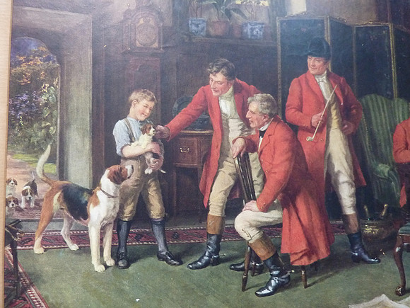 Mounted Antique Print After The Hunt