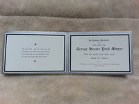 Memorial Card George Hector York Mayer Died 1928 Aged 19 Croydon Cemetery