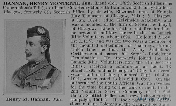 Hannan H M Lt Col 8th Cameronians Obit Part 1