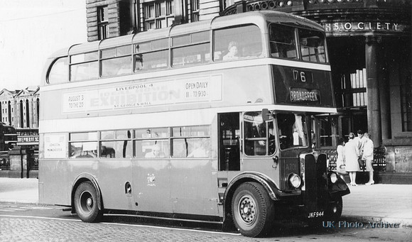 Liverpool AEC Regent A701 Route 76 Registration No JKF 944 To Broadgreen At The Pier Head Terminus