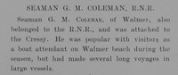 Coleman G M Seaman 3356A HMS Cressy Royal Naval Reserve Obit