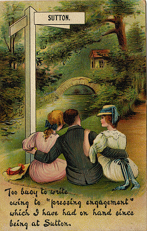 Too Busy To Write Postcard 1906 Posted To Mr W Constable 24 Coopers Road, Guildford. Sutton Postmark