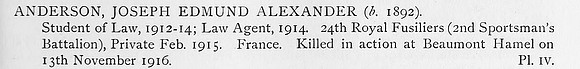 Anderson J E A Pte 24th Royal Fusiliers