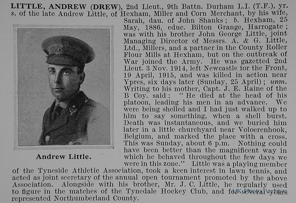 Little A 2nd Lt 9th Durham Light Infantry Obit