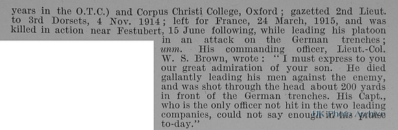 Janasz J G G 2nd Lt 3rd Dorset Regiment Attd 2nd Wiltshire Regiment Obit Part 2