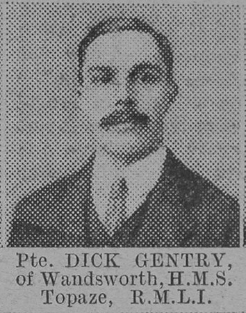 Gentry D Pte HMS Topaze Royal Marine Light Infantry The Vivid 27th Feb 1915