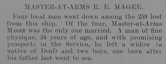 Magee R E Master At Arms 164813 HMS Pathfinder Royal Navy Obit