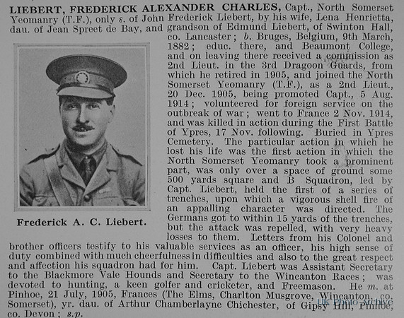 Liebert F A C Captain North Somerset Yeomanry Obit