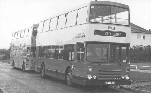 Merseyside Transport Dennis Dominator 0047 No 12 To City Centre Regiatration No CHF 347X