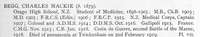 Begg C M Col Croix De Guerre NZ Medical Corps Obit