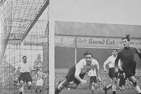 Alf Ramsey Playing For Spurs Heading Away A Shot By Perry Blackpool In The 1953 FA Cup Semi Final