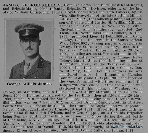 James G M Captain 1st East Kent Regiment Obit