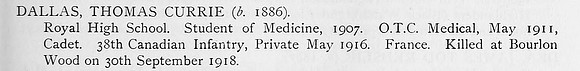 Dallas T C Pte 38th Canadian Infantry Obit