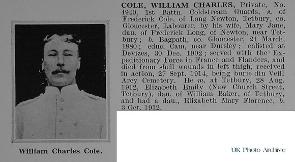 Cole W C Pte 4940 1st Coldstream Guards Obit