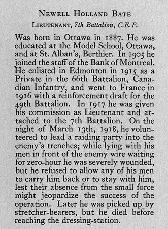 Bate N H Lt 7th CEF Obit