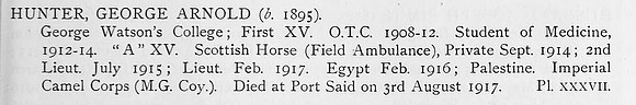 Hunter G A Lt Imperial Camel Corps Obit