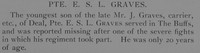 Graves E S L Pte L-9925 1st East Kent Regiment Obit