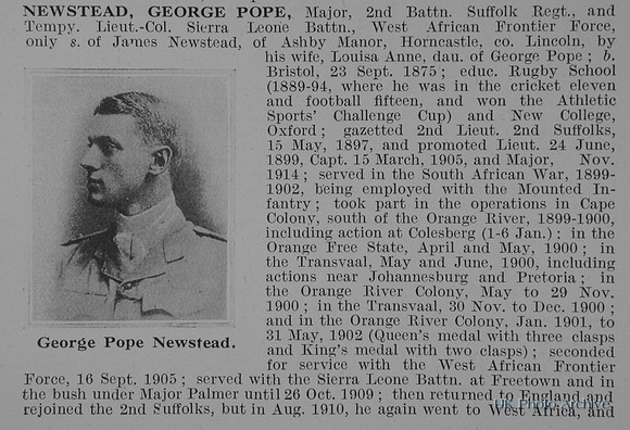 Newstead G P Major 2nd Suffolk Regiment Obit Part 1