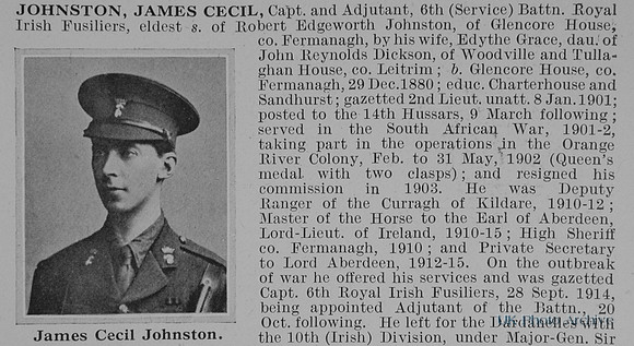 Johnston J C Captain 6th Royal Irish Fusiliers Obit Part 1