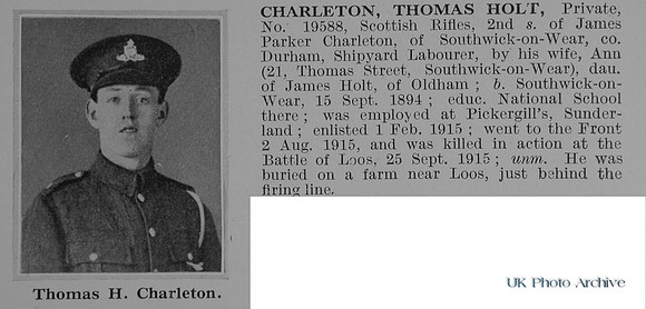 Charleton T H Pte 19588 Cameronians Obit