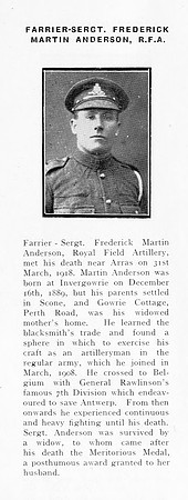 Anderson F M Farrier Sergt 56800 Royal Field Artillery
