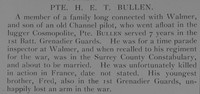 Bullen H E T Pte 12378 1st Grenadier Guards Obit