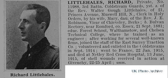 Littlehales R Pte 11988 3rd Coldstream Guards Obit