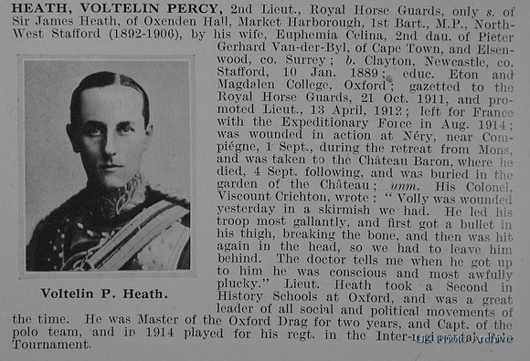 Heath V P 2nd Lt Royal Horse Guards Obit