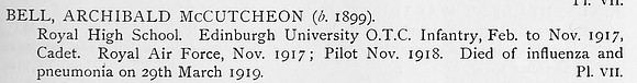 Bell A M 2nd Lt Royal Air Force Obit