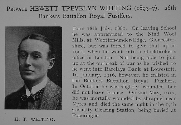 Whiting H T Pte 26th Royal Fusiliers Obit